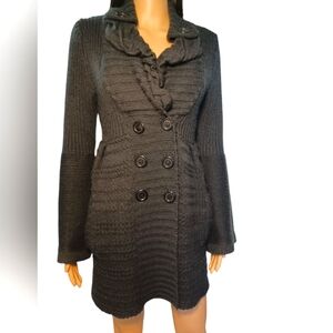 John Fashion Black Wool Blend Cardigan Sweater Size Large